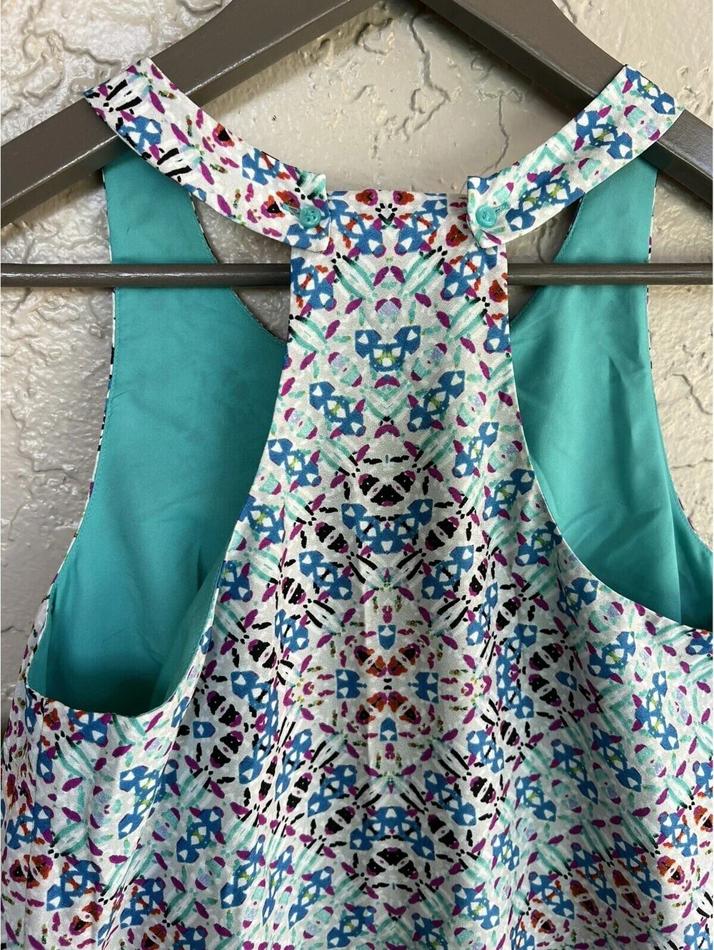 The Limited Halter Dress Extra Small Blue Red Maxi Sleeveless Geometric Women's